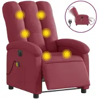 Syfax Poltrona Massaggiante Reclinabile Elettrica Rosso Vino Tessuto
