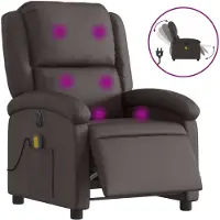 Syfax Poltrona Massaggi Reclinante Elettrica Marrone Scuro Vera Pelle
