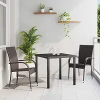 Prolenta Maison Exclusive - Set da pranzo per esterno, 3 pezzi, acciaio verniciato a polvere, colore marrone