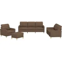 Syfax Set di Divani 4 pz con Cuscini Marrone in Tessuto