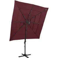 Syfax Ombrellone a 4 Livelli Palo in Alluminio 250x250 cm Bordeaux