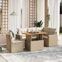 Prolenta Maison Exclusive - Set Divano da Giardino 6 pz con Cuscini Beige in Polyrattan