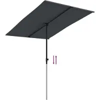 Syfax Ombrellone da Giardino con Palo in Alluminio 2x1,5 m Nero