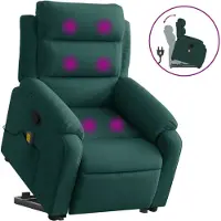Syfax Poltrona Alzapersona Reclinabile Verde Scuro in Velluto