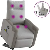 Syfax Poltrona Alzapersona Massaggi Reclinabile Grigio Nuvola Tessuto