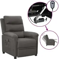 Prolenta Maison Exclusive - Poltrona relax elettrica in tessuto grigio scuro