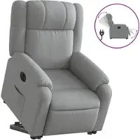 Syfax Poltrona Reclinante Alzapersona Elettrica Grigio Chiaro Tessuto