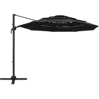 Syfax Ombrellone a Sbalzo a 4 Livelli Palo in Alluminio 3x3 m Nero
