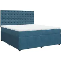 Syfax Giroletto a Molle con Materasso Blu Scuro 200x200 cm in Velluto