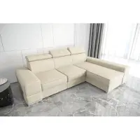 AEA Divano angolare di design Divano a L in pelle beige Soggiorno elegante lusso moderno