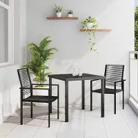 Prolenta Maison Exclusive - Set da giardino per esterni, composto da 3 pezzi, in acciaio verniciato a polvere di colore nero