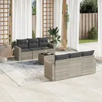 Prolenta Maison Exclusive - Set Divani da Giardino 7pz con Cuscini Grigio Chiaro Polyrattan