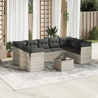 Prolenta Maison Exclusive - Set Divano Giardino 10 pz con Cuscini Grigio Chiaro Polyrattan