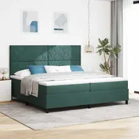 Prolenta Maison Exclusive - Letto boxspring a LED con testiera verde scuro 200 x 200 cm in velluto