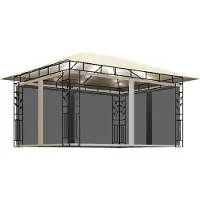 Syfax Gazebo con Zanzariera e Luci LED 4x3x2,73 m Crema