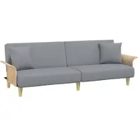 Syfax Divano Letto con Braccioli Grigio Chiaro in Tessuto