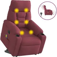 Syfax Poltrona Alzapersona Massaggiante Elettrica Rosso Vino Tessuto
