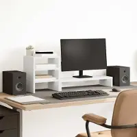 Prolenta Maison Exclusive - Supporto per monitor con organizer da scrivania Bianco Materiale ligneo