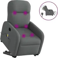Syfax Poltrona Alzapersona Massaggi Elettrica Grigio Scuro Tessuto