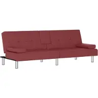 Syfax Divano Letto con Portabicchieri in Pelle finta Rosso Vino