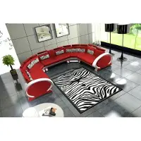 AEA Ledersofa mit USB Polstersofa Sofa Garnitur Wohnlandschaft Eckcouch Ecksofa Rot