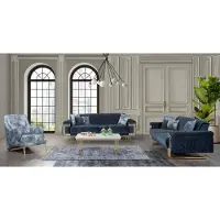 AEA Moderne Edelstahl Sofagarnitur Couchtisch Sessel Polster Möbel 4tlg Set