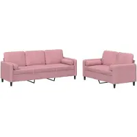 vidaXL Set divano 2 pezzi con cuscini in velluto rosa