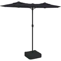 Syfax Ombrellone a Doppia Testa con LED Nero 316x145 cm
