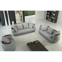 AEA Ledersofa Sofagarnitur 3+2+1 Couch Sitz Polster Sofa Garnitur Set Royal Grau