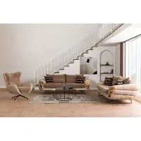 AEA Sofagarnitur 2x 3-Sitzer Sofas Stoff Couchen Polster Garnitur Sofas Sessel Braun