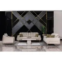 AEA Sofagarnitur Beige 2x 3-Sitzer Sofas 1 Sitzer Stoff Couchen Polster Sofas