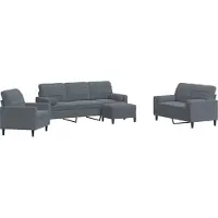 Syfax Set di Divani 4 pz con Cuscini e Rinforzi Grigio Scuro Velluto