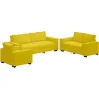 Syfax Set di Divani 3 pz con Cuscini giallo in Velluto