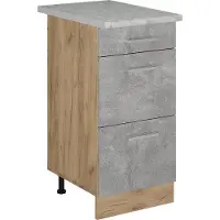 Vicco Mobiletto base per cucina R-Line Calcestruzzo 40 cm con cassetti, marmo AP, Model 53385