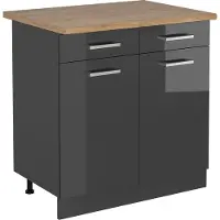 Vicco Mobiletto base per cucina R-Line Antracite lucido 80 cm , PL Rovere, Model 53724