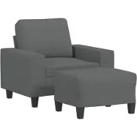 Syfax Poltrona con Poggiapiedi Grigio Scuro 60 cm in Tessuto