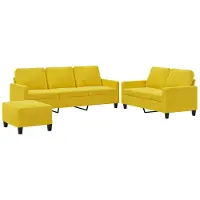 vidaXL Set divano 3 pezzi con cuscini in velluto giallo