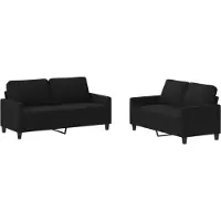 vidaXL Set divano 2 pezzi con cuscini in tessuto nero