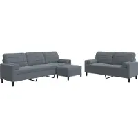 Syfax Set di Divani 3 pz con Cuscini e Rinforzi Grigio Scuro Velluto