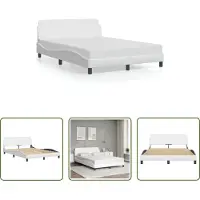 The Living Store Giroletto con testiera bianco 120x200 cm in ecopelle