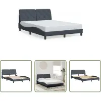 The Living Store Struttura letto con testiera grigio scuro 140x200 cm in velluto