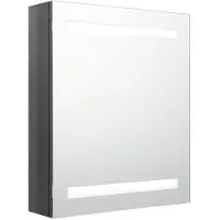 Syfax Armadietto Bagno con Specchio e LED Grigio Lucido 50x14x60 cm