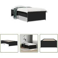 The Living Store Struttura letto nera 75x190 cm in legno e metallo