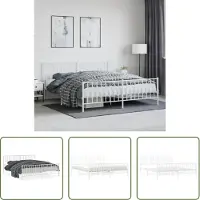 The Living Store Struttura letto con testiera e pediera in metallo bianco 183x213 cm