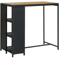 Prolenta Maison Exclusive - Tavolino da bar con mensola, nero, 120x60x110 cm, in rattan sintetico