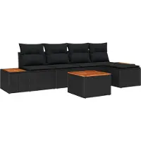 Syfax Set Divano da Giardino con cuscino 6 pcs Nero Poly Rattan