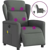 Syfax Poltrona Reclinabile Massaggio Elettrica Grigio Scuro Tessuto