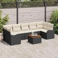 Prolenta Maison Exclusive - Set da giardino composto da 8 pezzi. Divano e poltrone in rattan sintetico, colore nero e crema