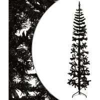 The Living Store Mezzo Albero di Natale Artificiale Slim Nero 180 cm
