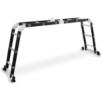 Drabest | Scala multiuso 4x3, acciaio/alluminio, scala pieghevole a 3 sezioni, altezza di lavoro 2,97–4,19 m, stabilizzatori antiscivolo